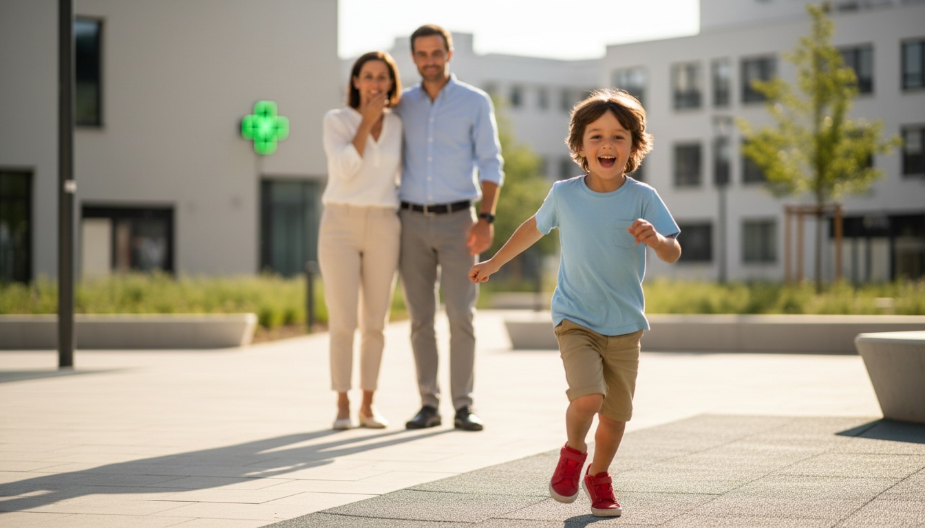 Un enfant plein d'énergie courant dans une aire de jeux