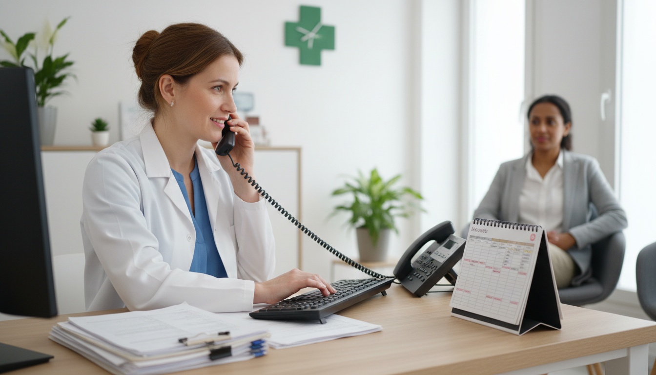 Une secrétaire médicale jonglant entre plusieurs tâches