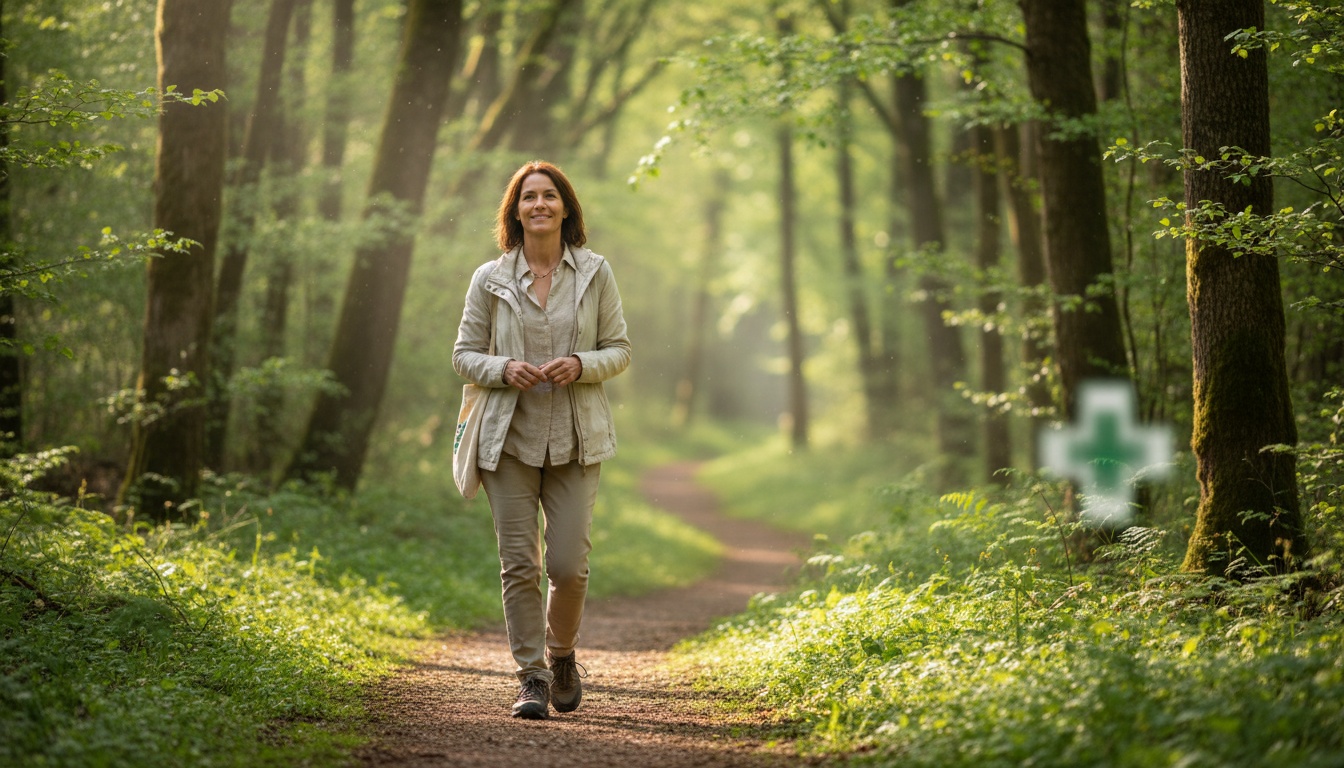 Une personne en convalescence marchant dans la nature